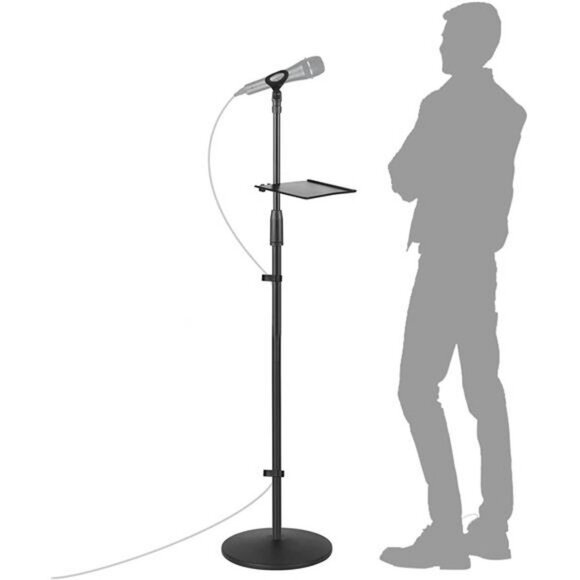 Microphone Stand Adjustable Karaoke Mic Holder with Weighted Round Base